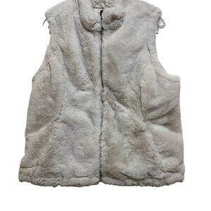 Original Nicole Miller Reversible Vest Faux Fur/Quilted Ivory Lg